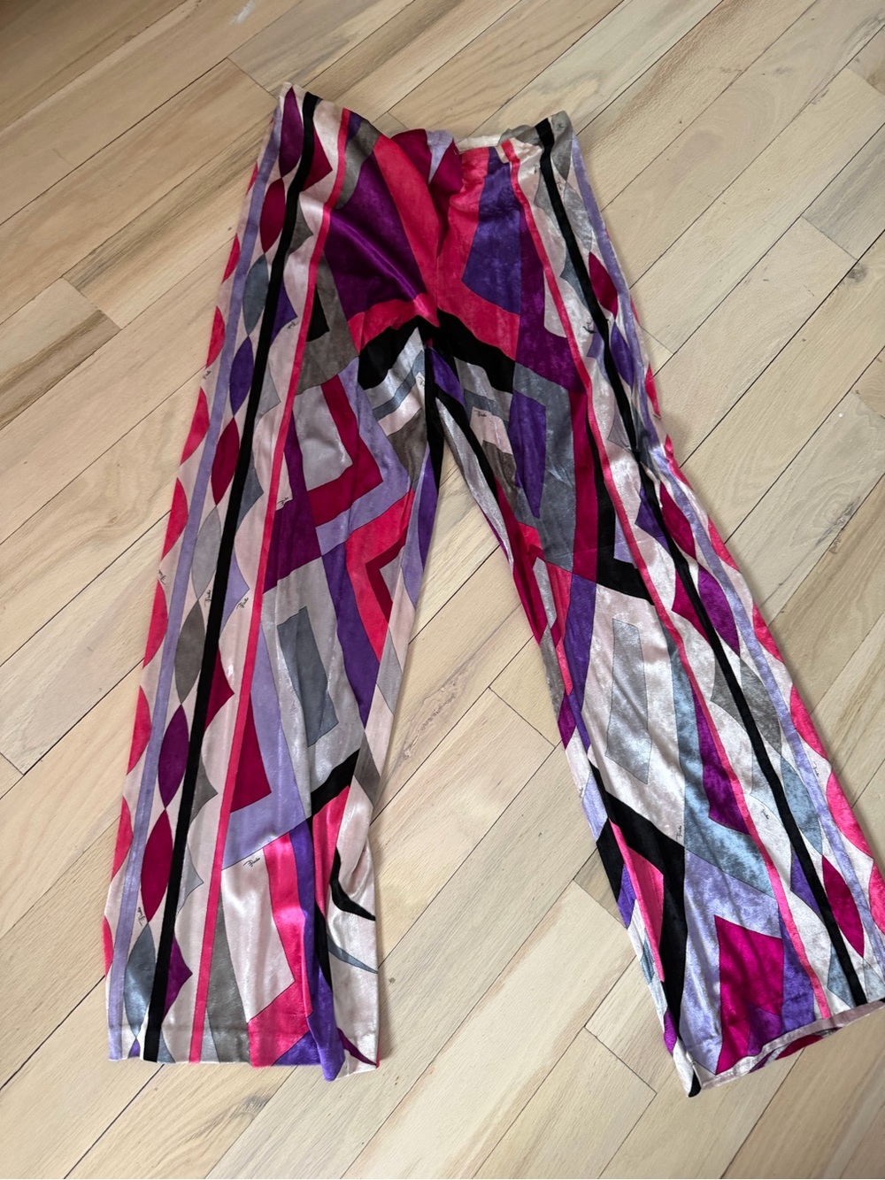 Emilio Pucci Bright Geometric Wide-Leg Pants - Pink & Purple